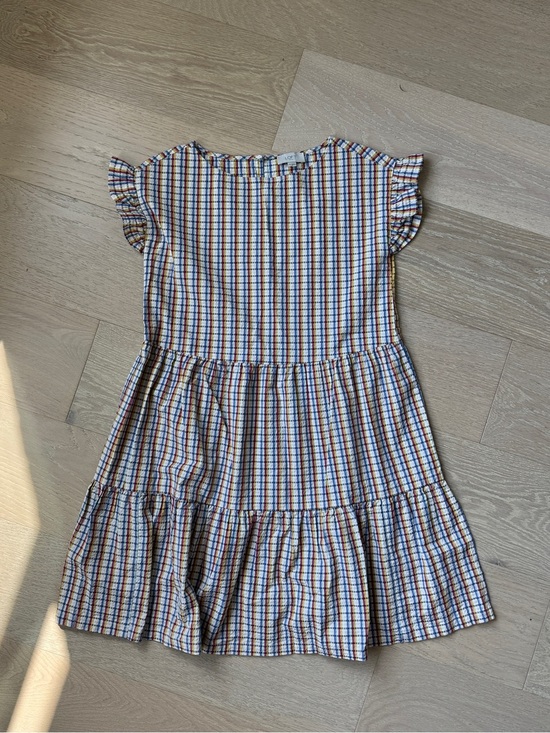 LOFT Dresses & Skirts - LOFT Multicolor Plaid Woven Cotton A-Line Dress Knee Length Ruffle XS